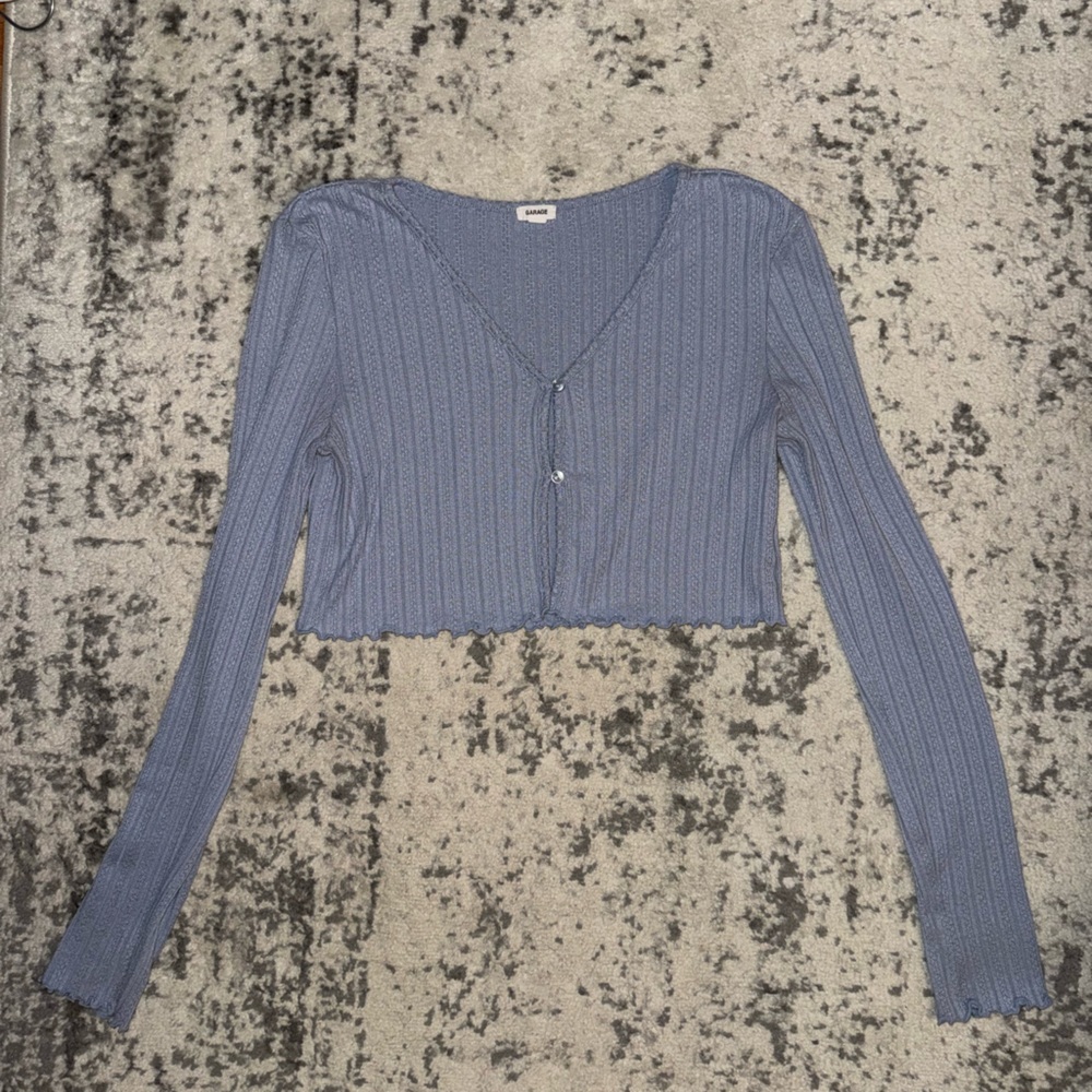 Garage Ribbed Knit Top in Blue